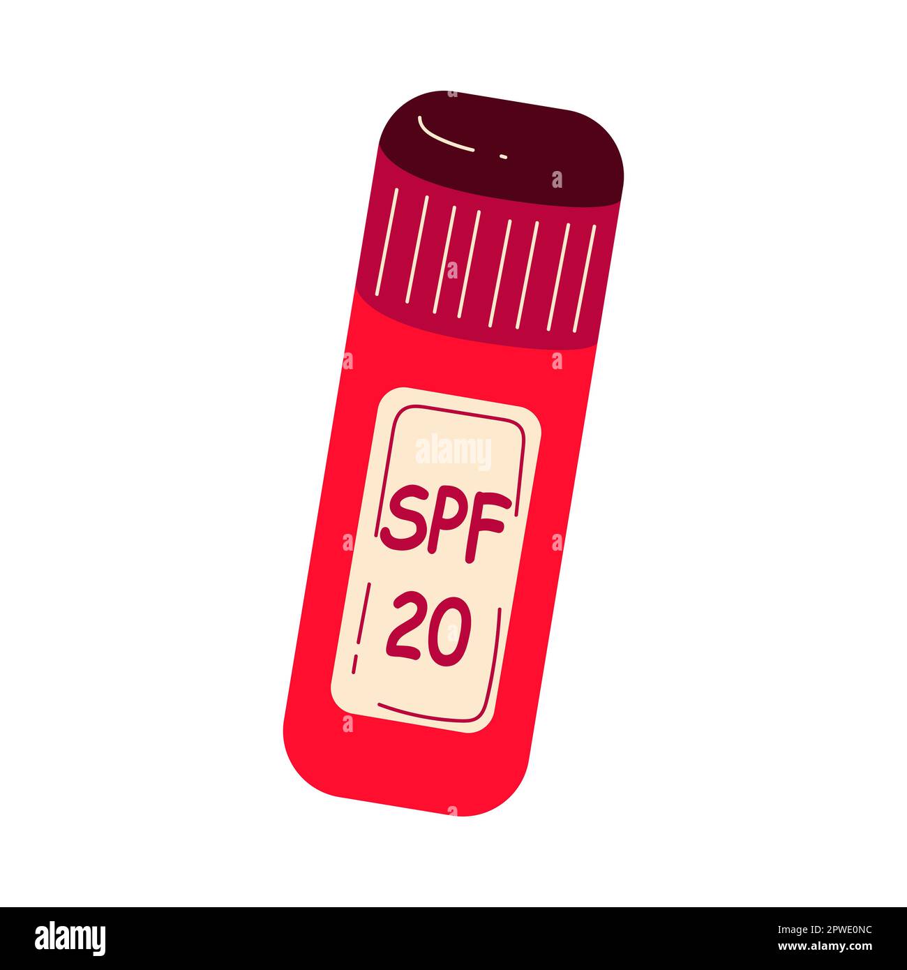 Red lipstick with spf with label vector illustration Stock Vector Image