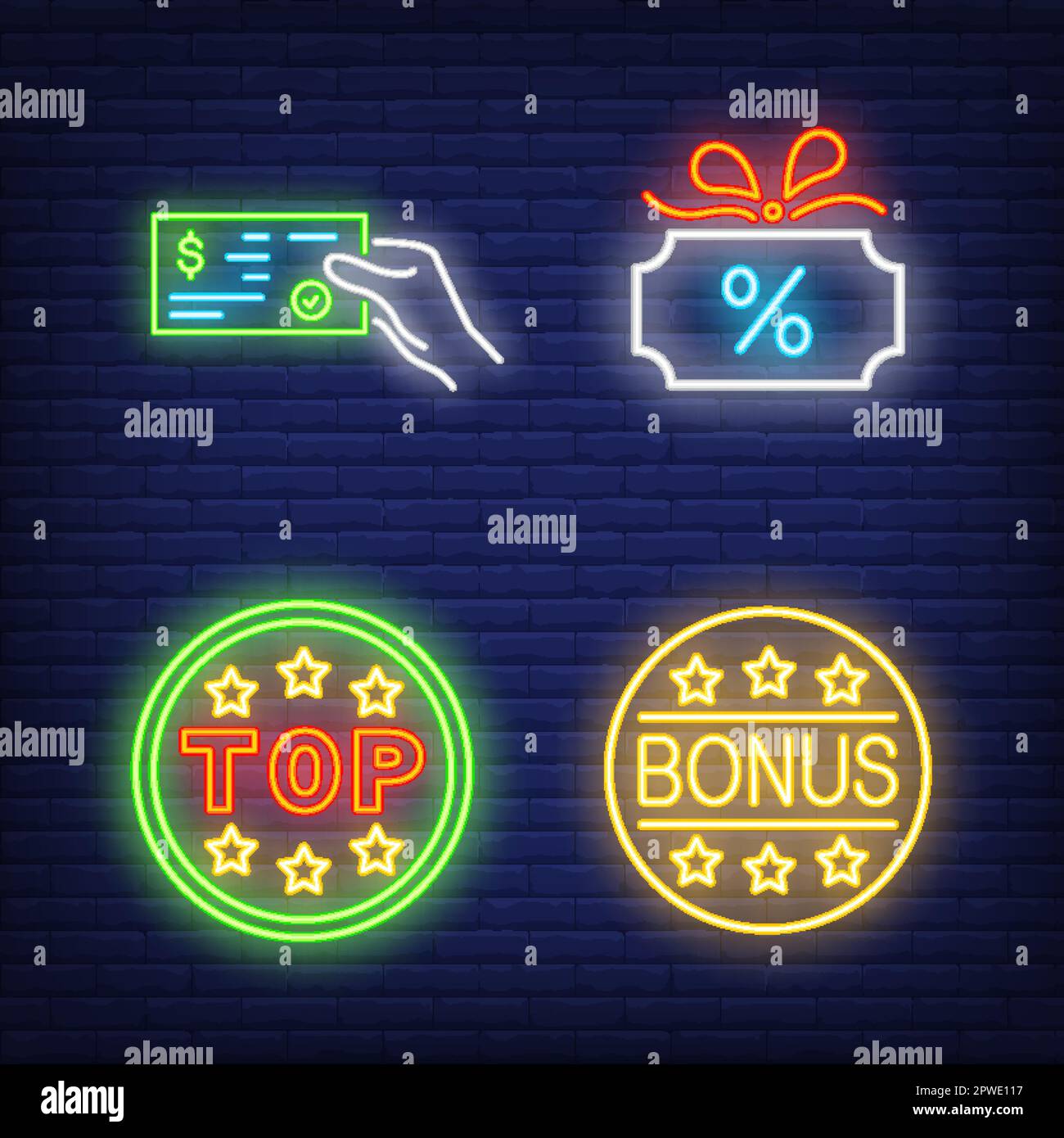Bonus promotion design neon hi-res stock photography and images - Alamy