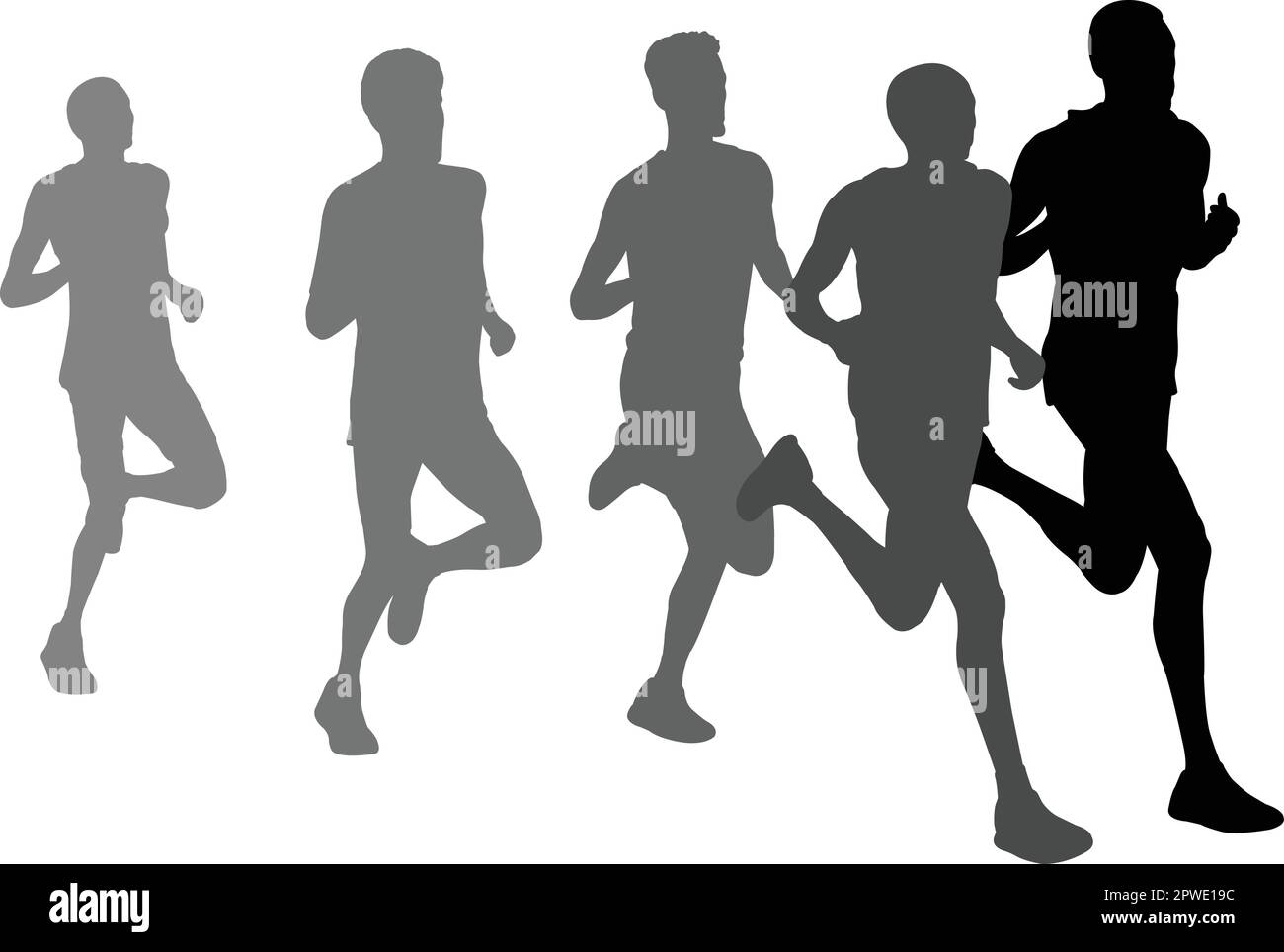 marathon runners running in group - artwork vector Stock Vector