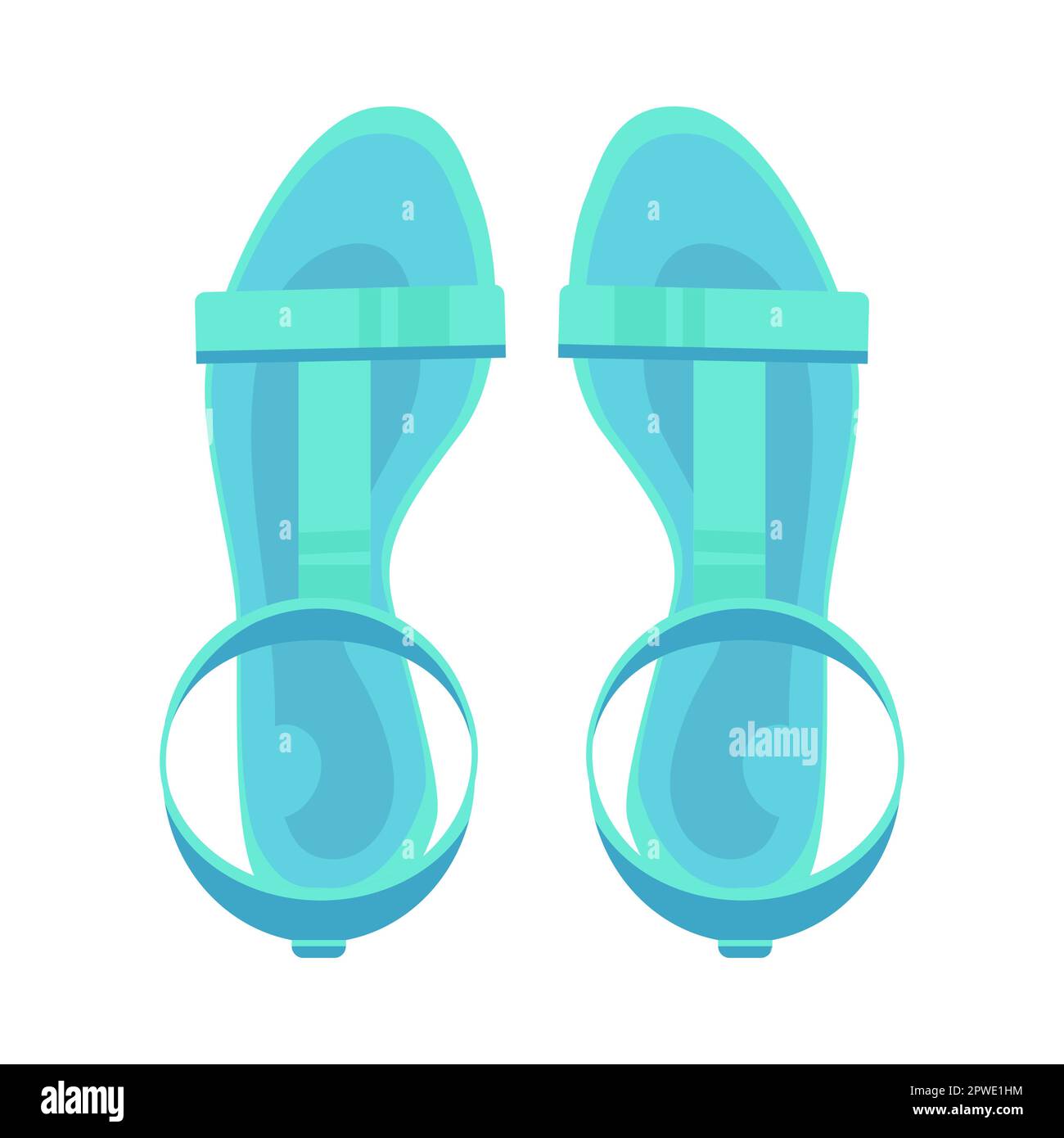Top view of female bright blue sandals flat vector illustration Stock ...