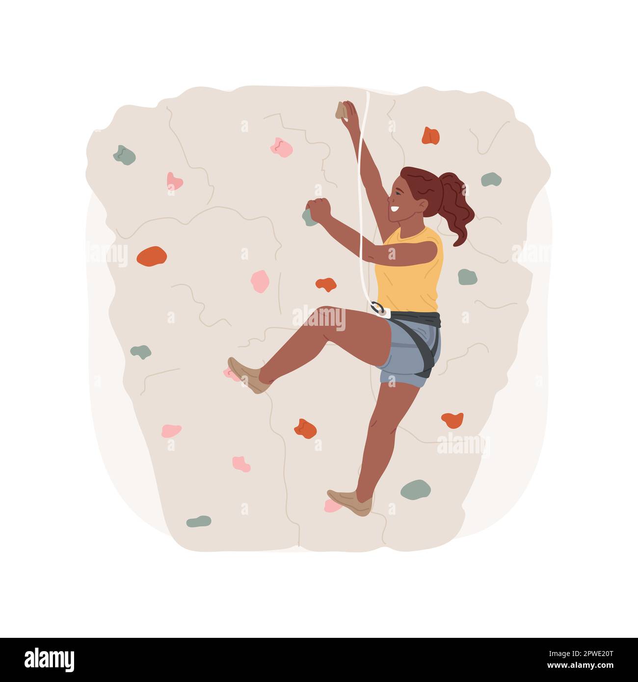 Climbing isolated cartoon vector illustration. Smiling teenage girl
