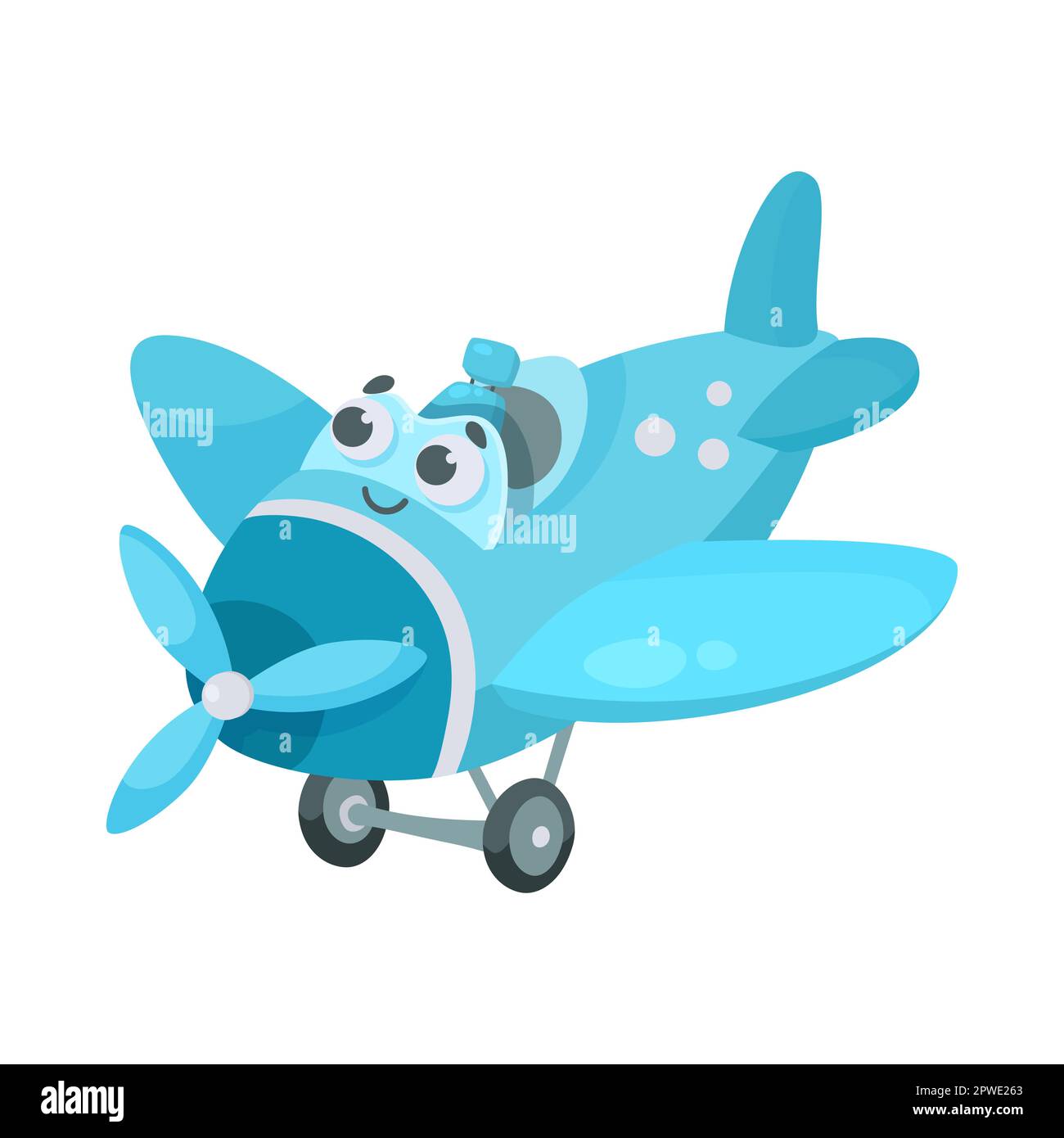 Cute blue plane with open seat cartoon illustration Stock Vector