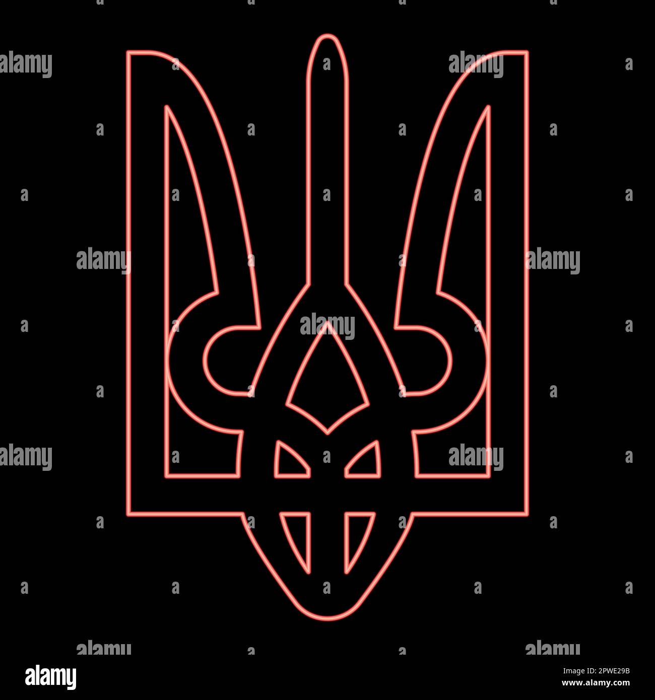 Neon ukraine coat of arms national emblem seal ukrainian state symbol