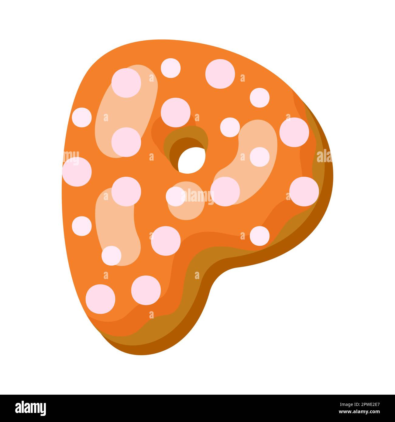 Letter p in donut font vector illustration Stock Vector
