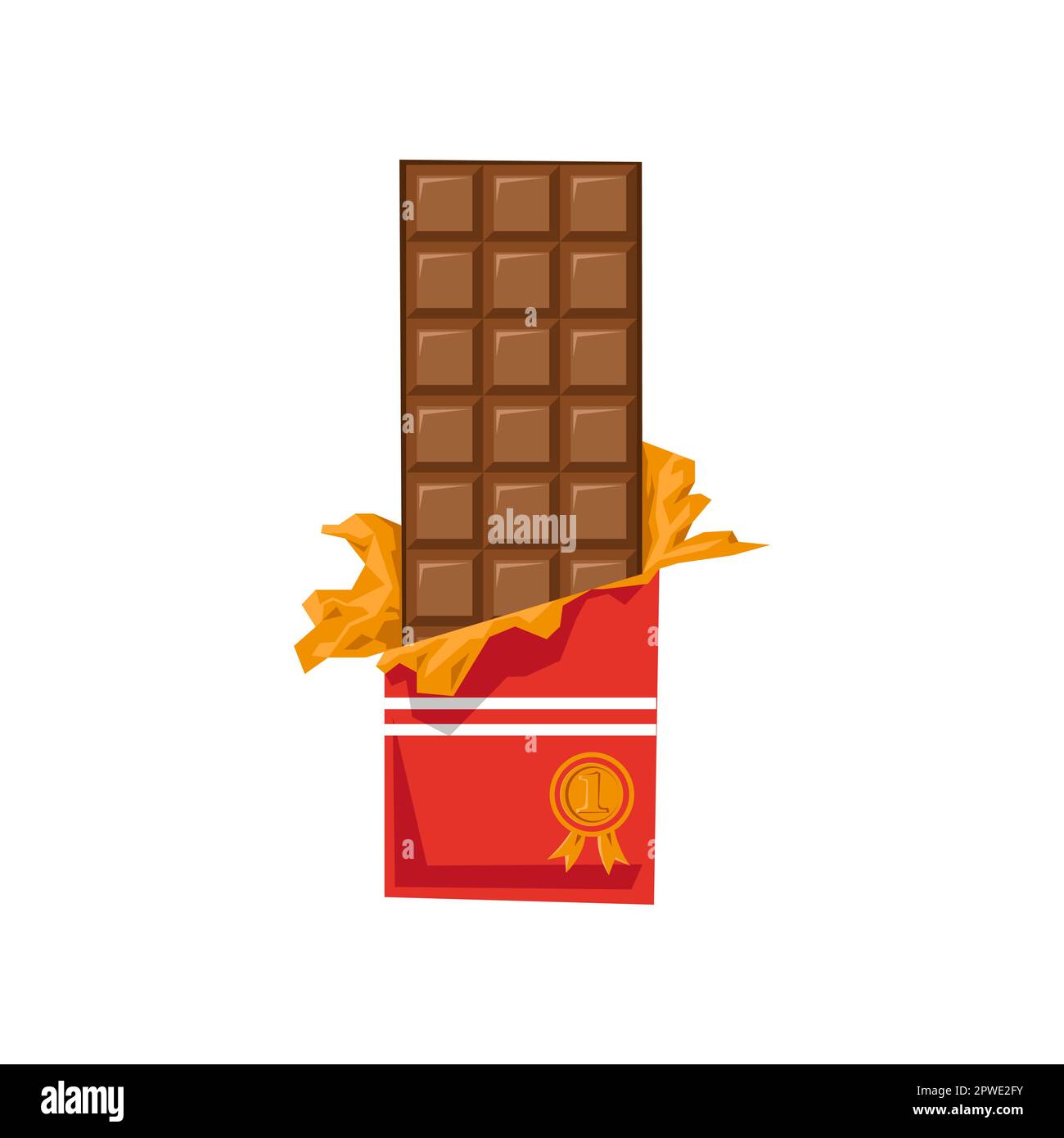 Big chocolate bar in golden package cartoon illustration stock vector