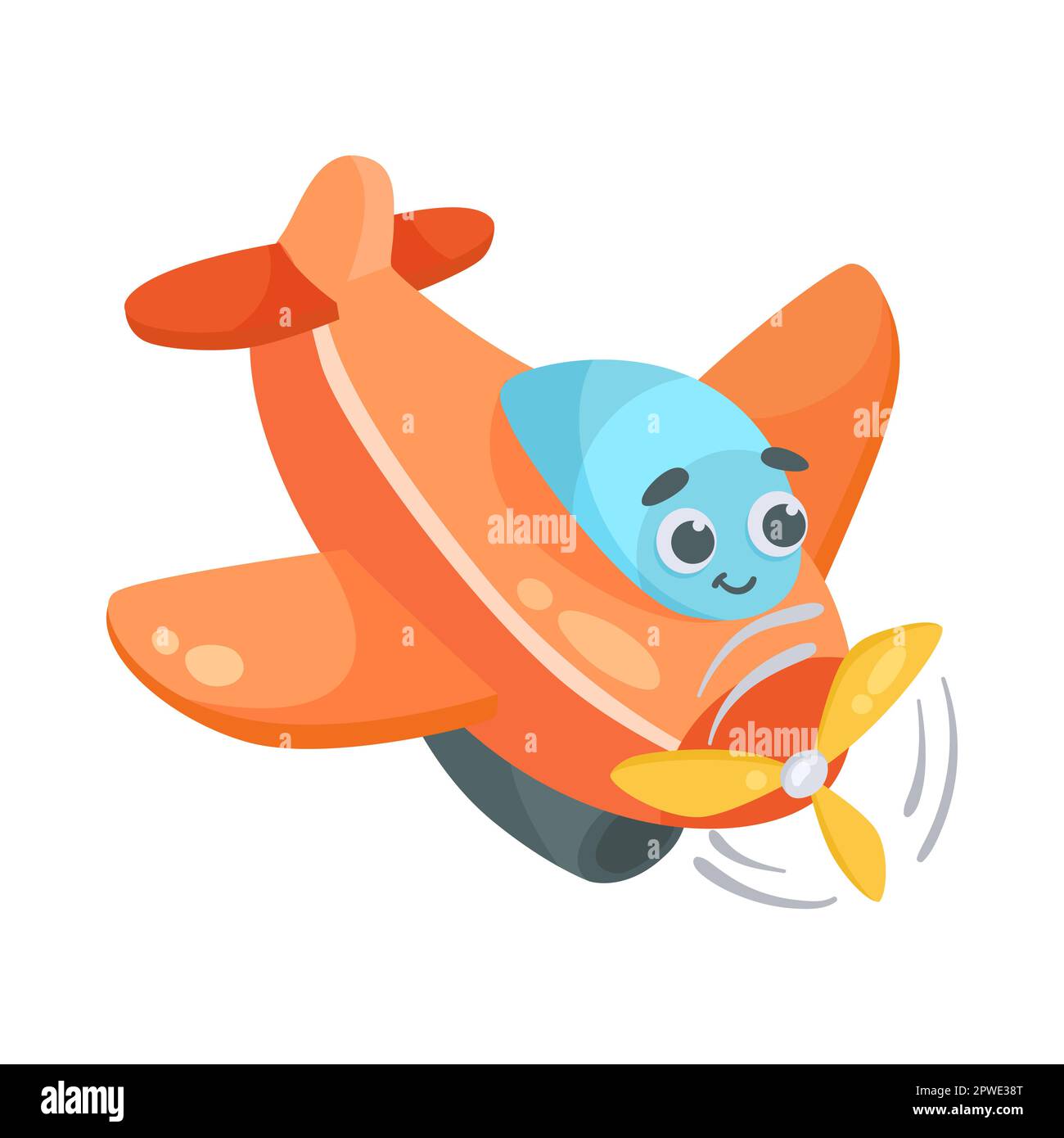 Cute red plane with airscrew cartoon illustration Stock Vector Image ...