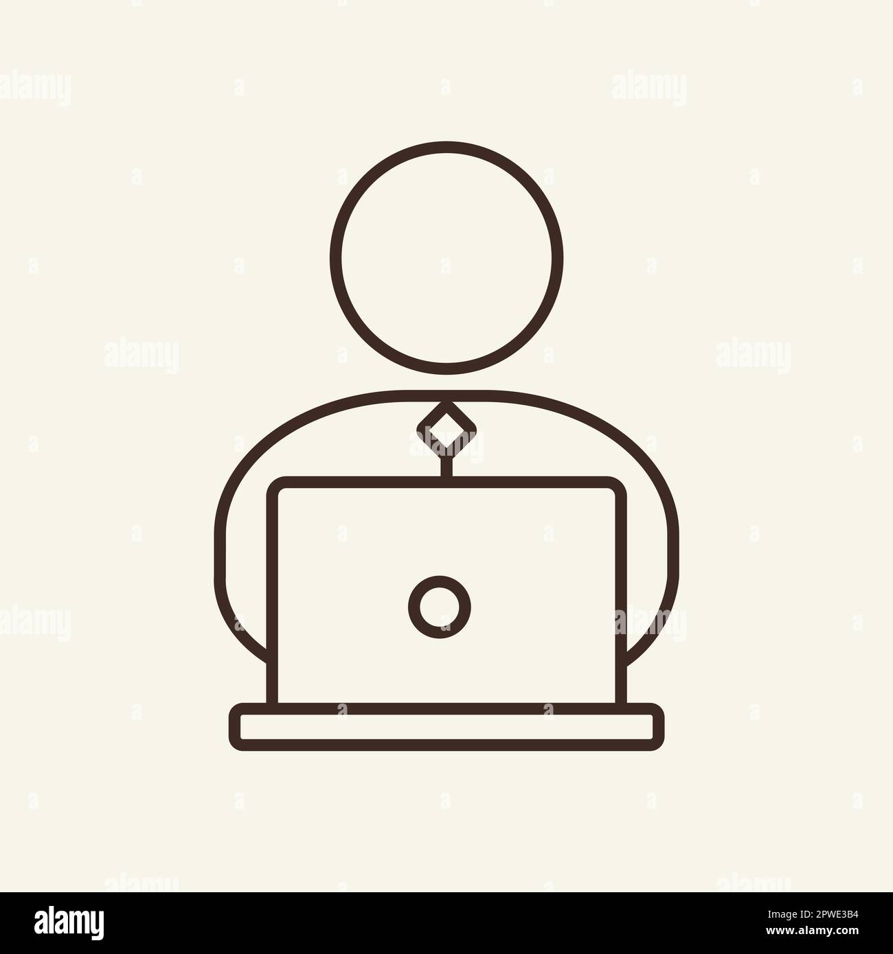 Work on laptop line icon Stock Vector