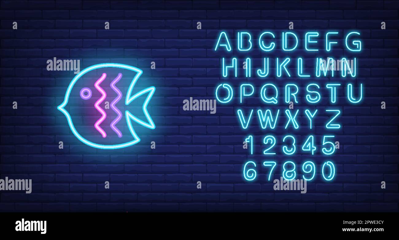 Fish neon sign Stock Vector