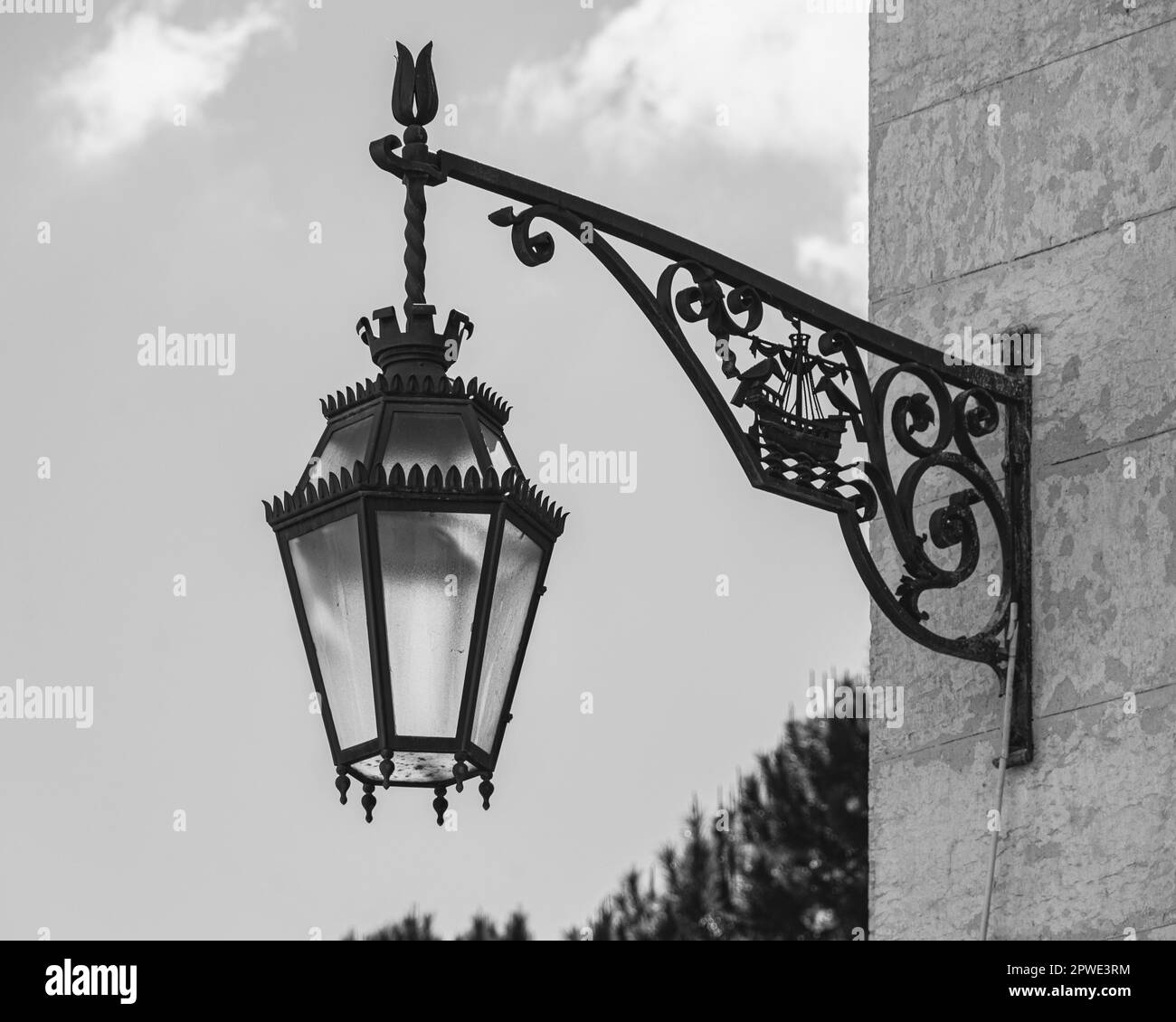 Ornate wall lamp Black and White Stock Photos & Images - Alamy