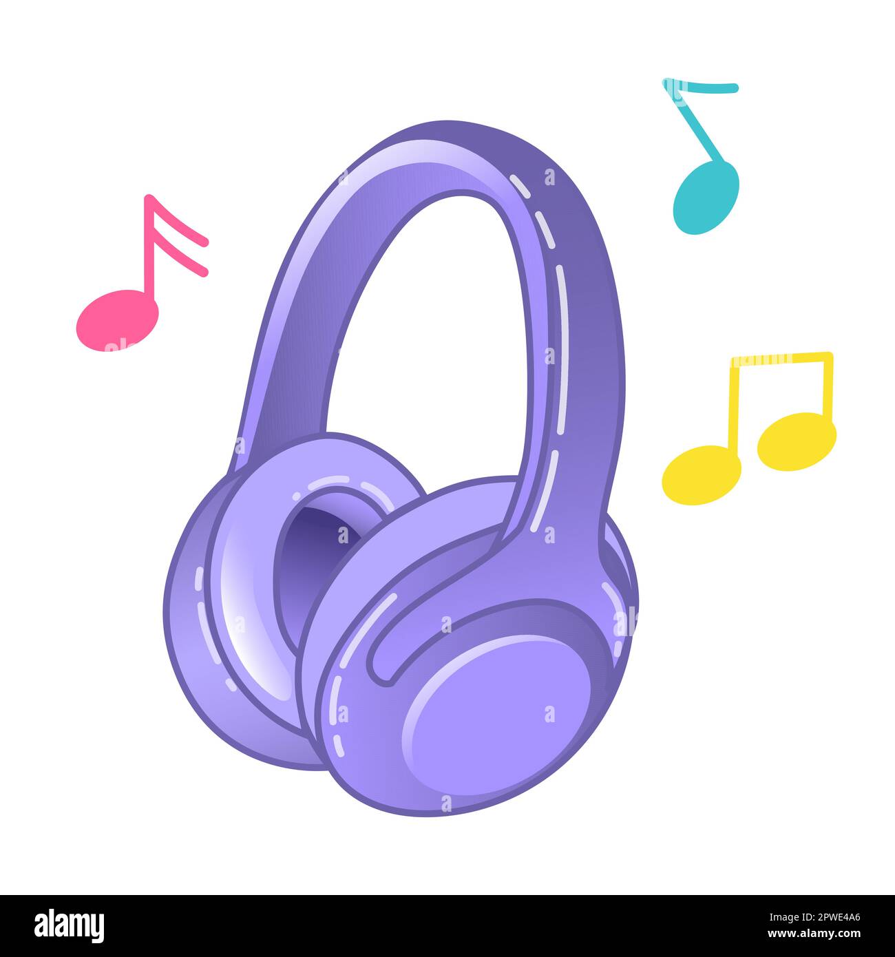 Vector illustration of wireless headphones in cartoon style. Headphone