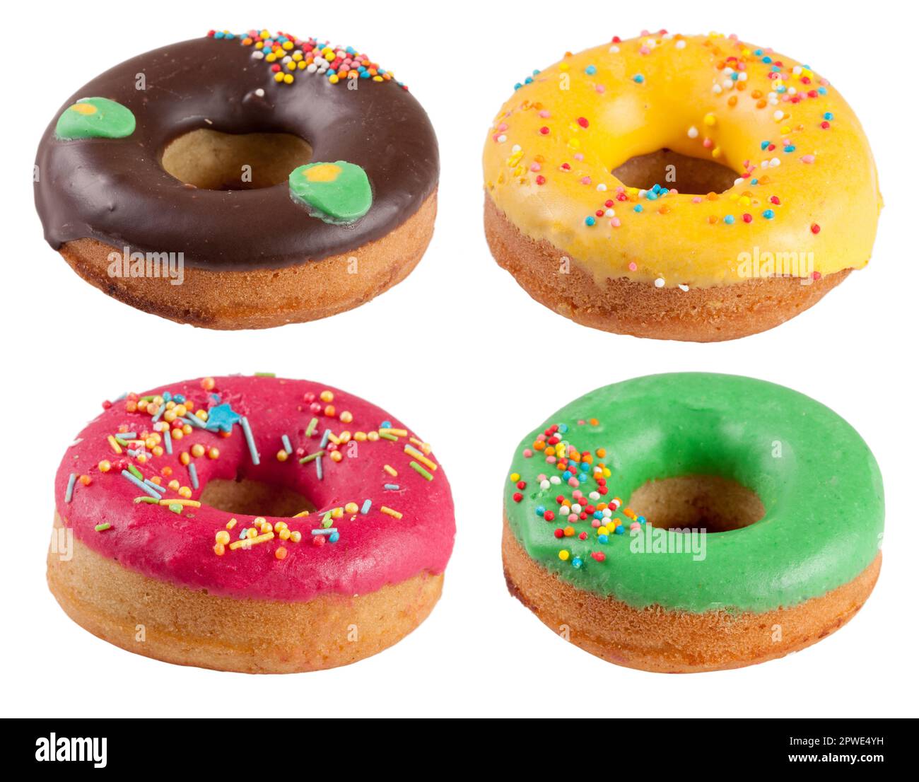 pile of glazed donuts isolated on white background Stock Photo - Alamy