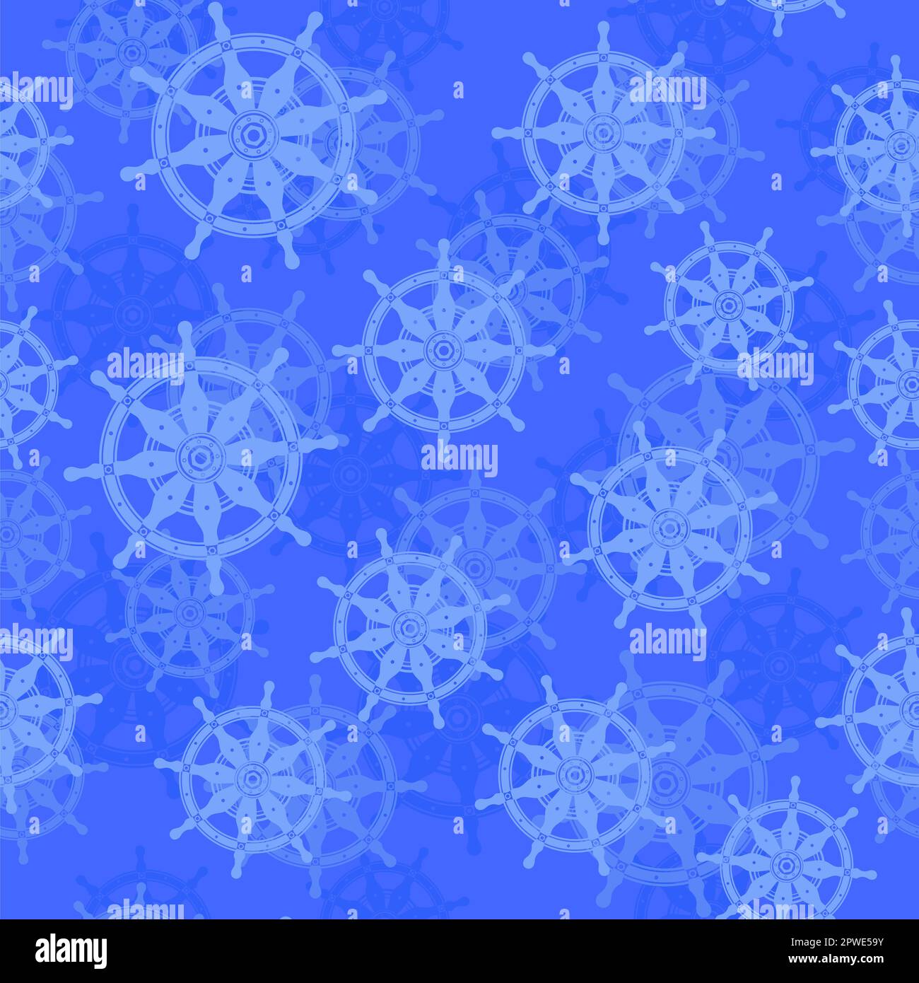 Control Rudder Icon on Blue Background. Ship Steering Wheel Concept ...