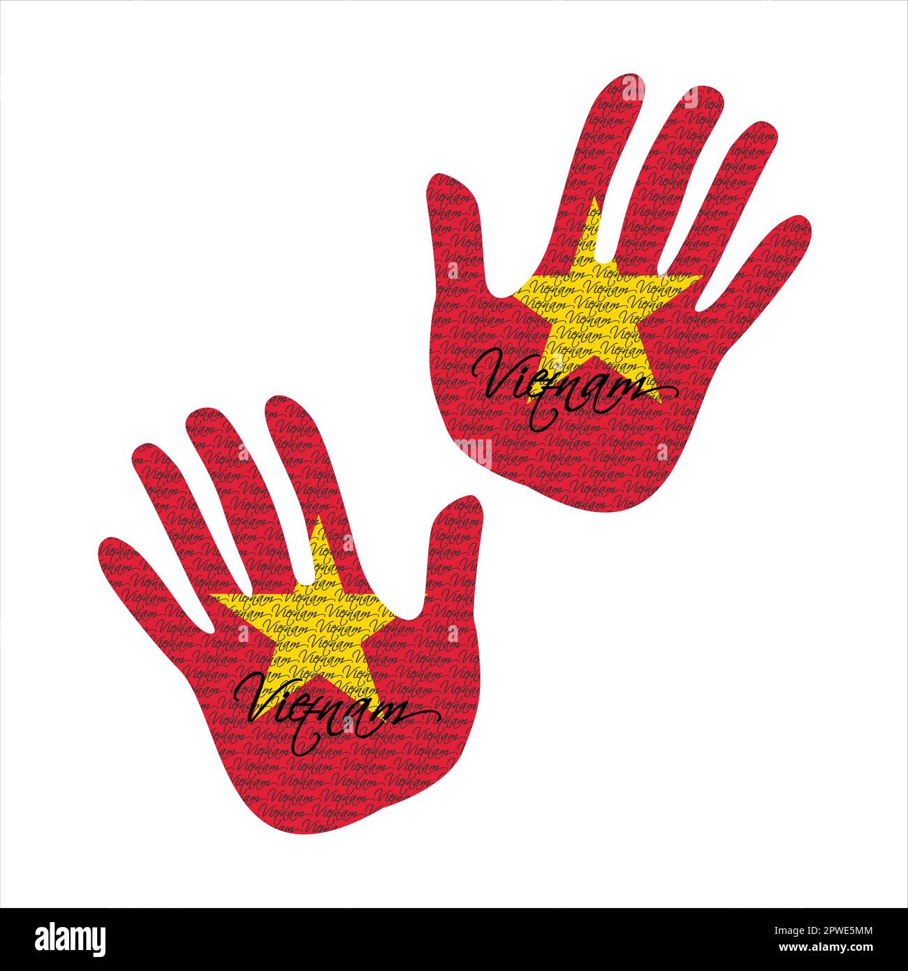 Hand drawn vector illustration with north vietnam flag pattern great ...