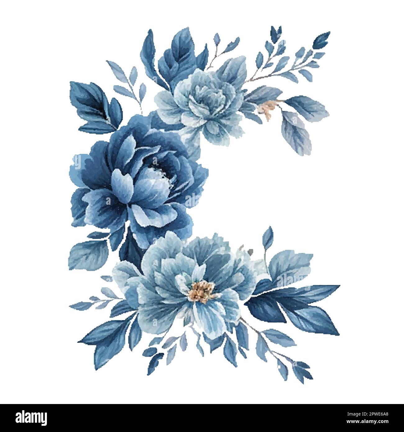 Watercolor blue vintage flowers frame Stock Vector Image & Art - Alamy