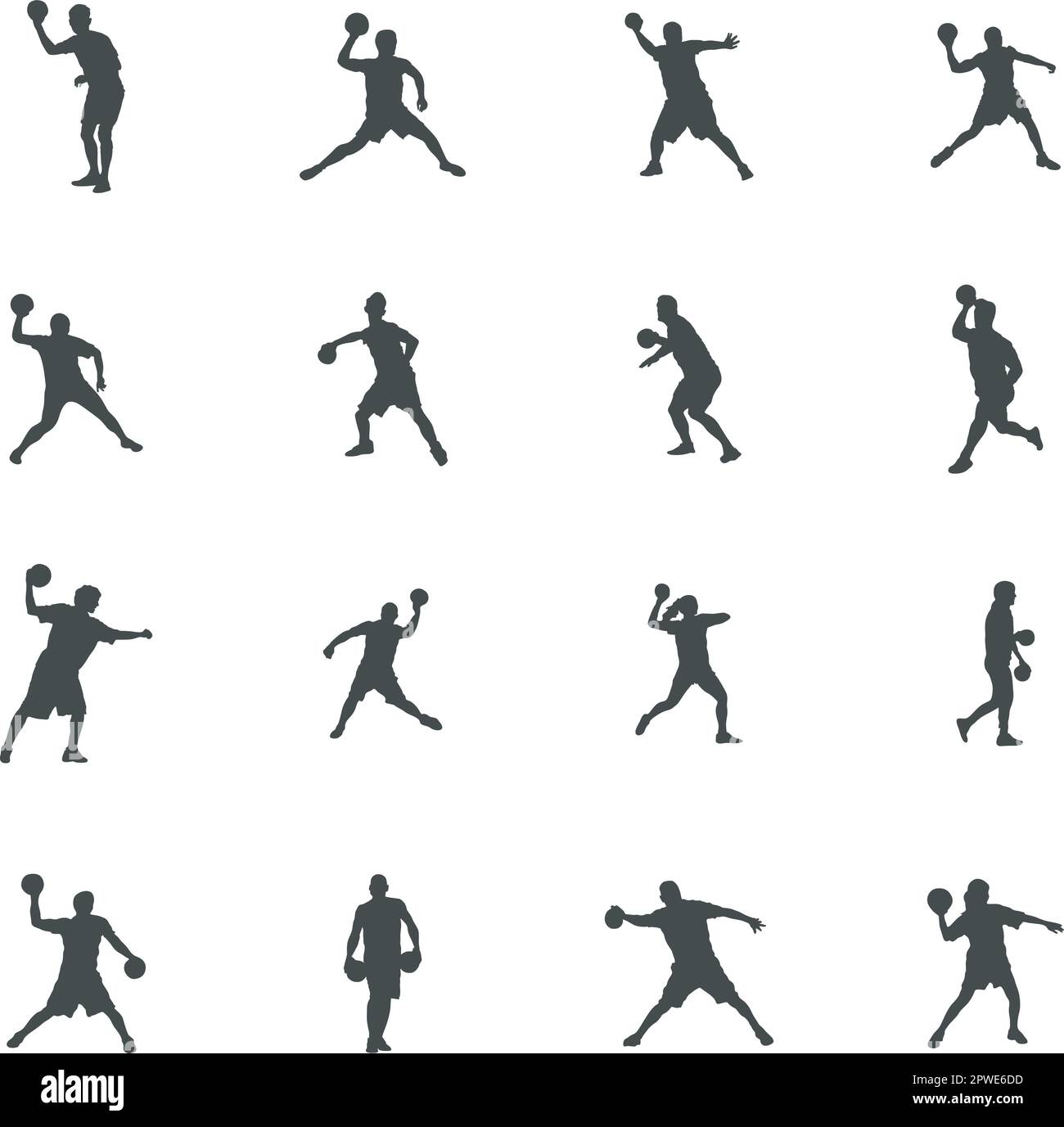 Dodgeball players silhouette, Dodgeball player vector Stock Vector