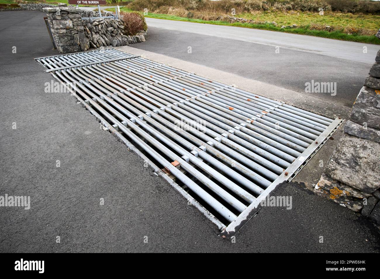 cattle grid on entrance to car park county clare republic of ireland Stock Photo
