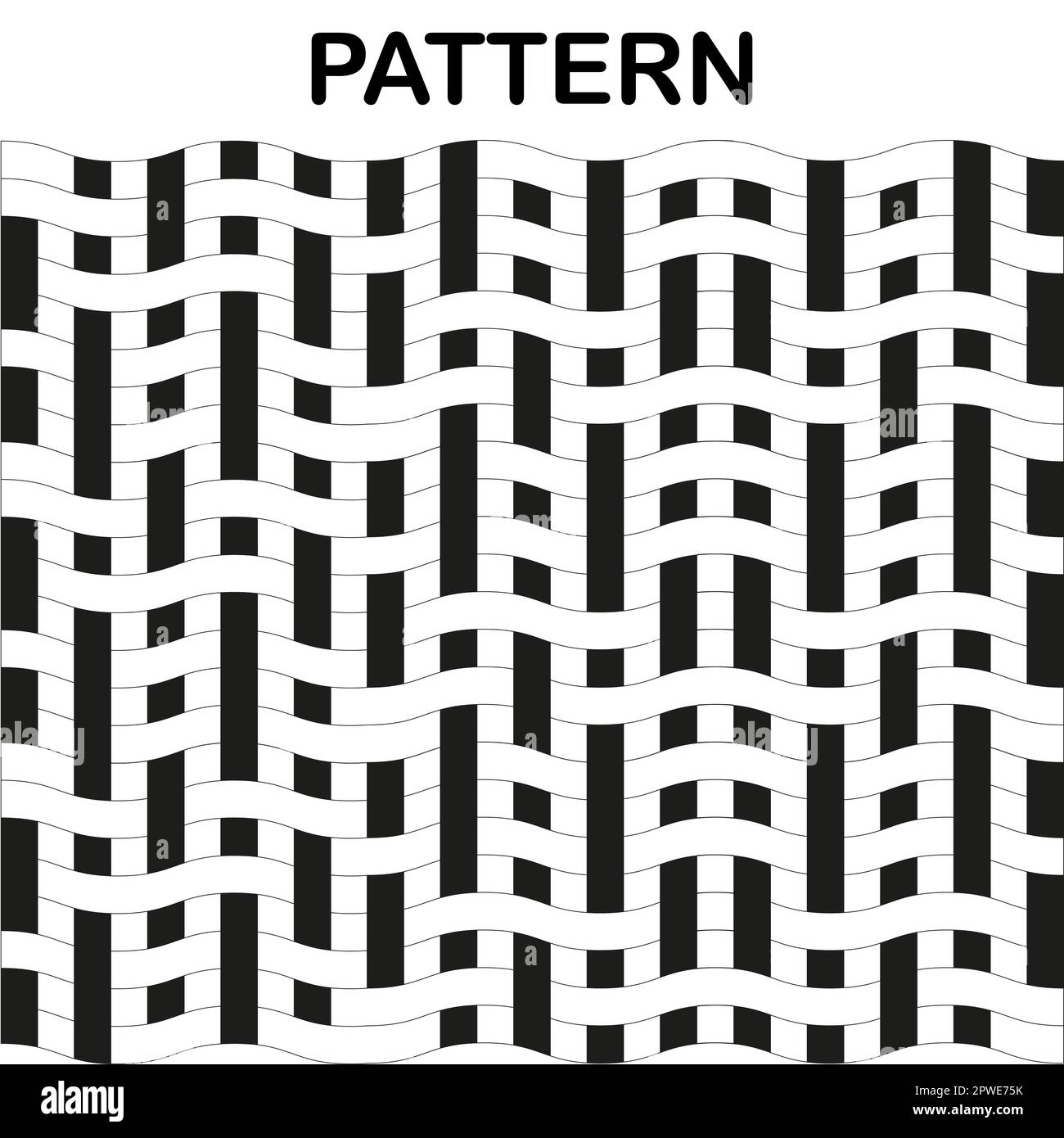 Seamless psychedelic geometric pattern with black and white optical illusion squares Stock Vector