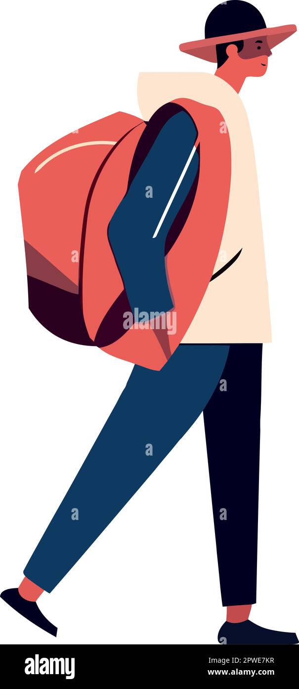 Businessman carrying backpack Stock Vector Image & Art Alamy