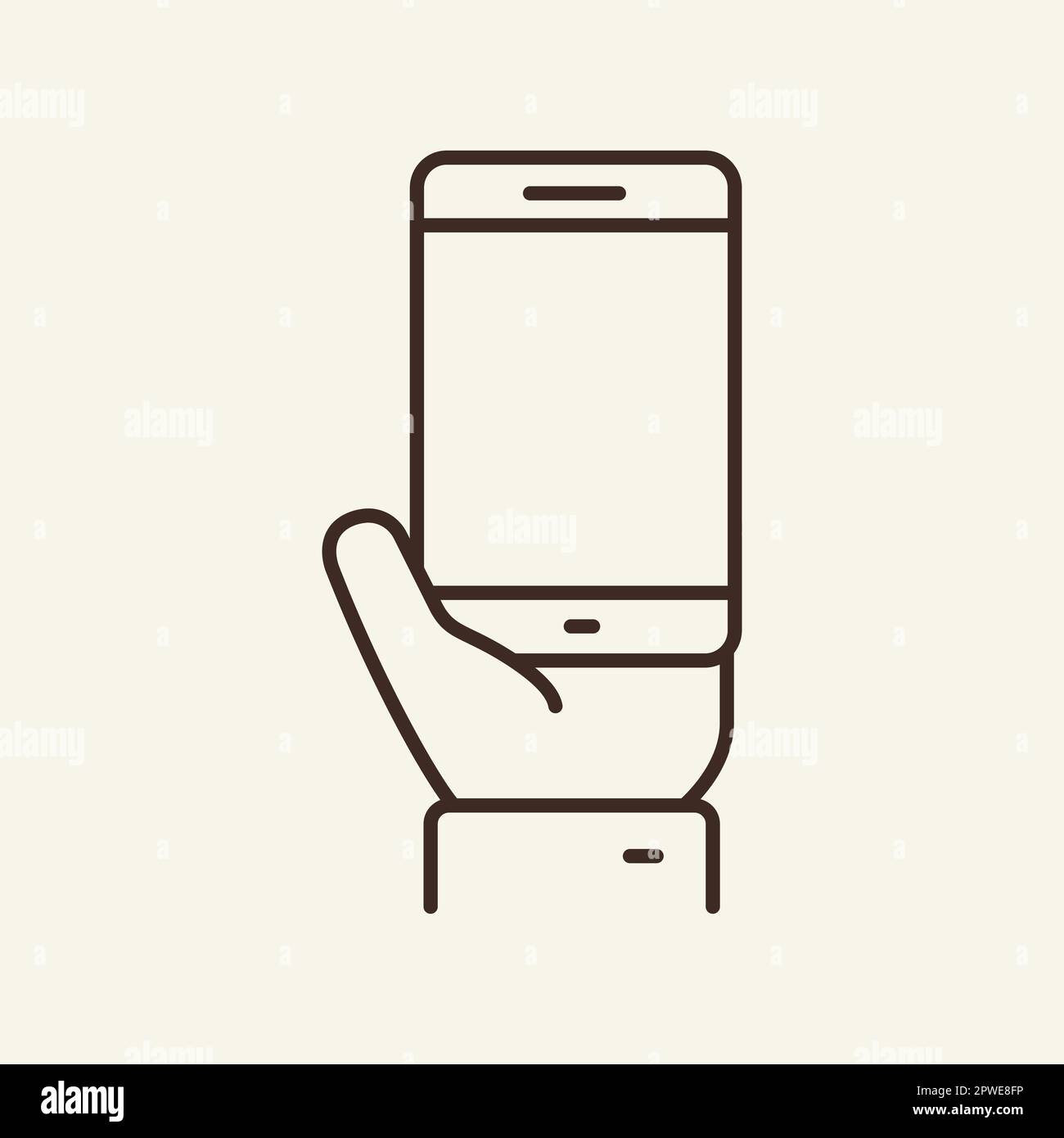 Smartphone in hand line icon Stock Vector