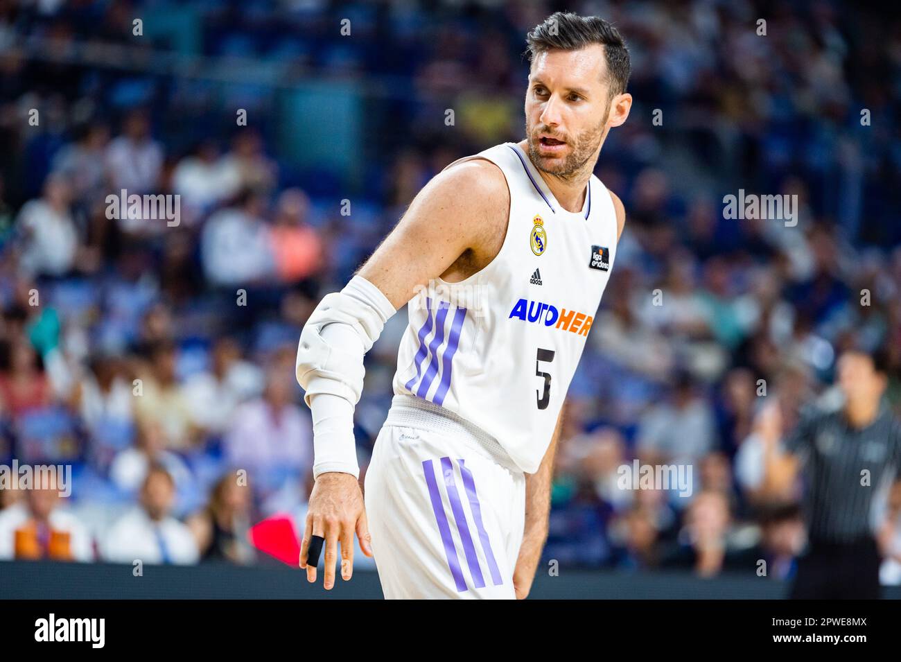 Madrid, Spain. 30th Apr, 2023. Rudy Fernandez (Real Madrid) during the  basketball match between Real Madrid and Zaragoza Basket valid for the  matchday 30 of the spanish basketball league ACB called “Liga