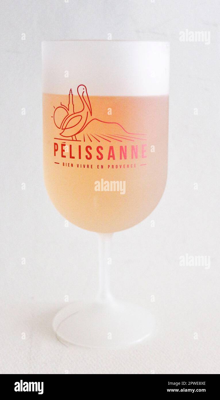 Fête du Rosé à Pelissanne 13,France) : : Taster's glass for 3 Euros ($ 3.50) pay once and taste as many glasses you want with moderation of course Stock Photo