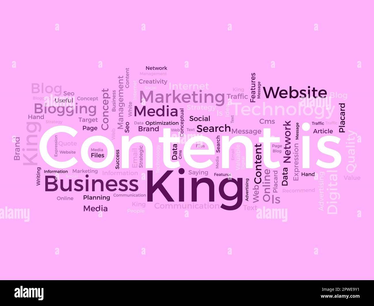 Word cloud background concept for Content is king. Idea optimization strategic success planning concept. vector illustration. Stock Vector