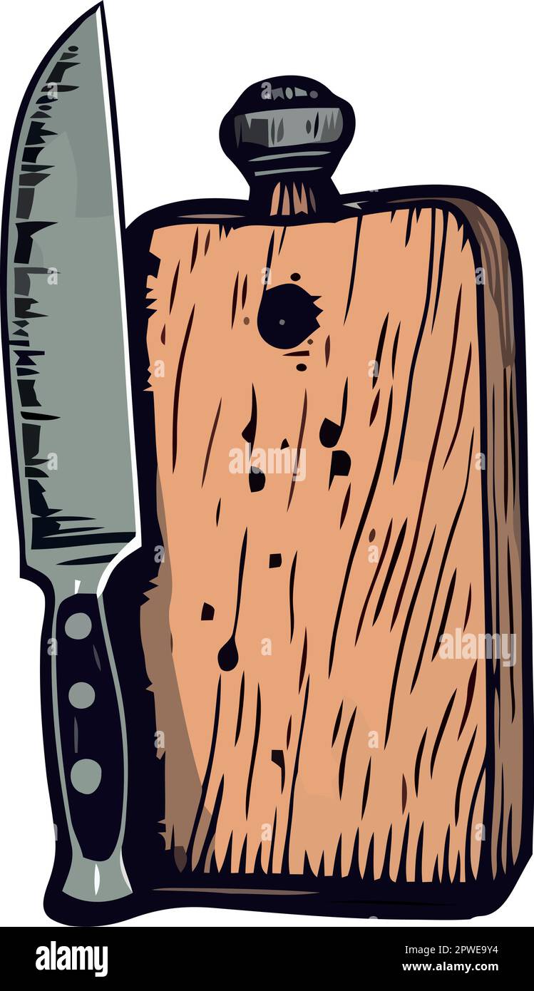 Sharp metallic kitchen knife with wooden handle Stock Vector Image ...