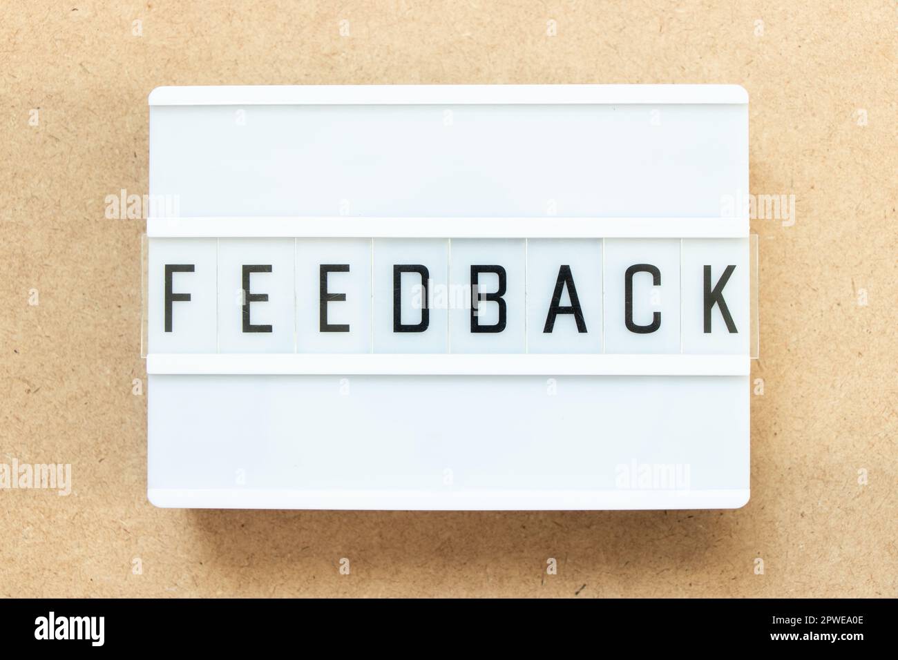 Lightbox with word feedback on wood background Stock Photo