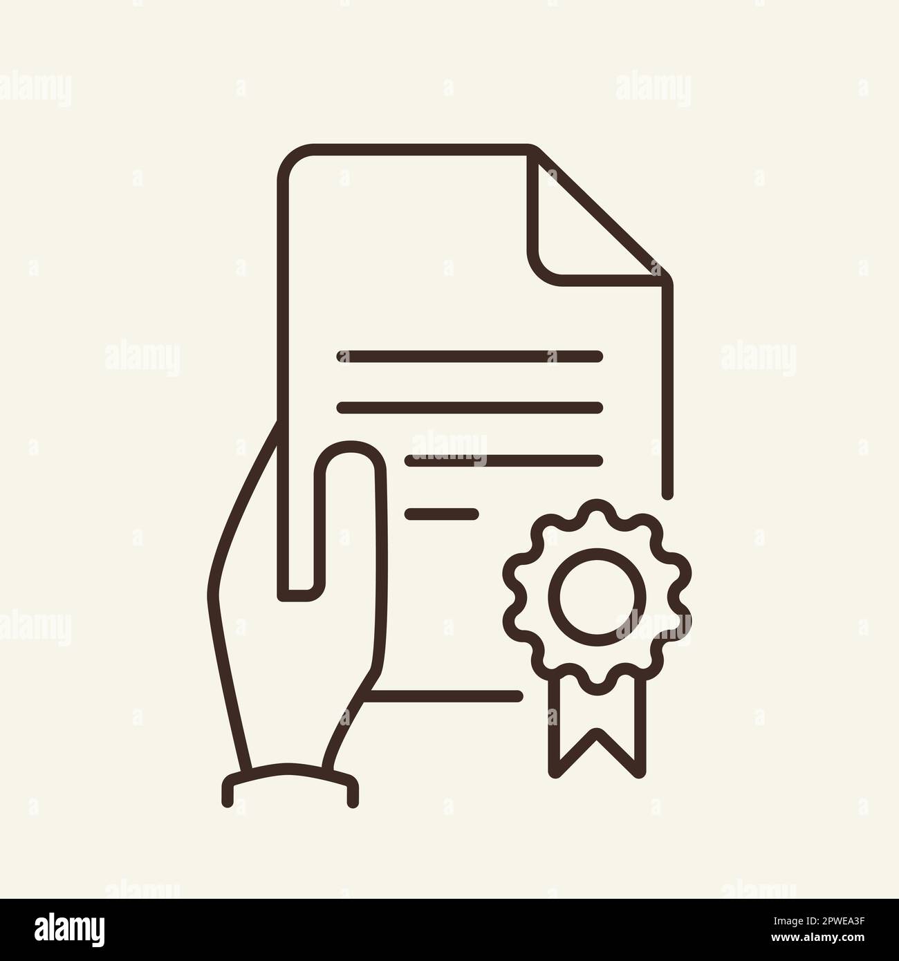 Document in hand line icon Stock Vector