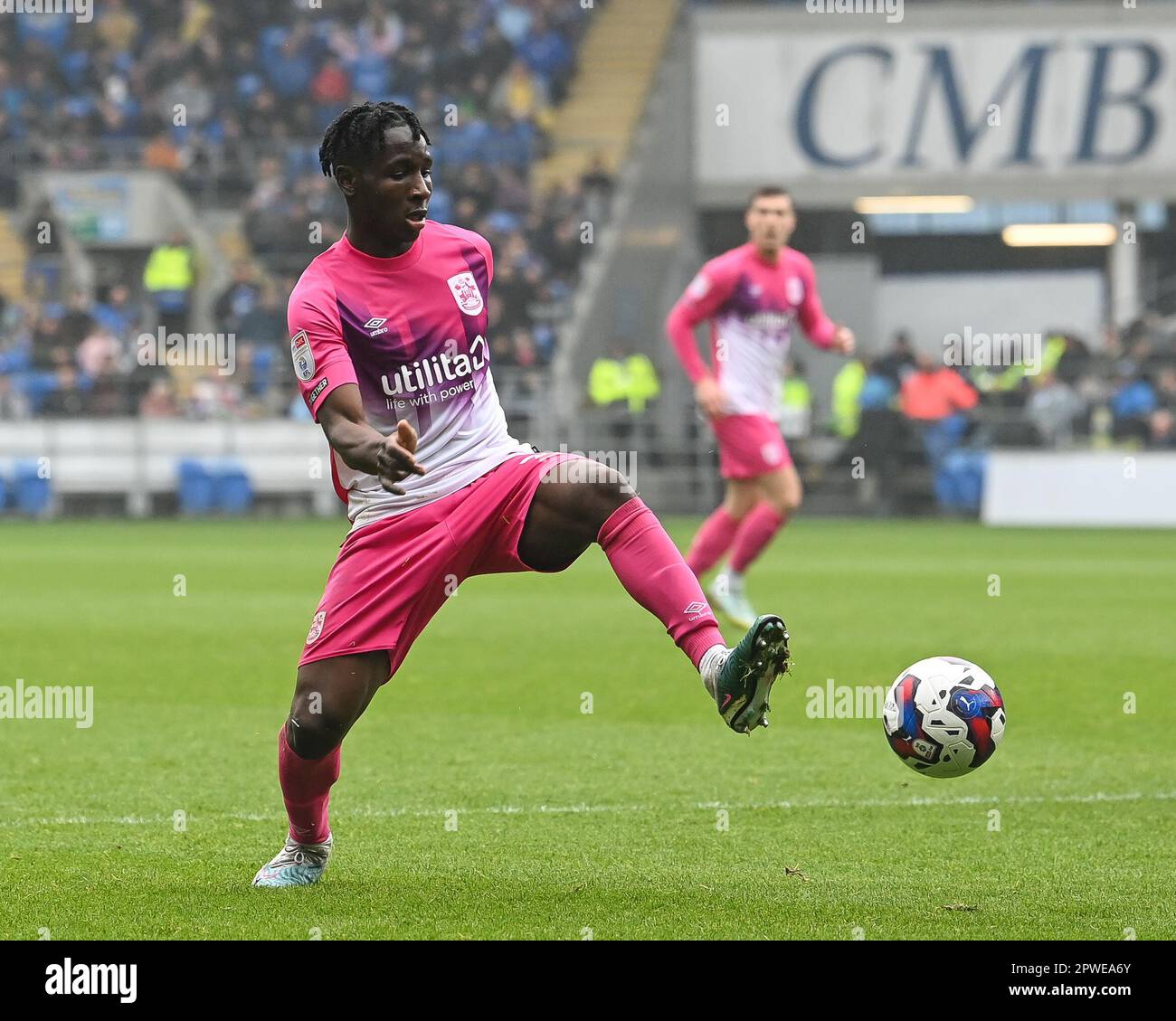 Brahima Diarra #35 of Huddersfield Town controls the ball during the Sky Bet Championship match Cardiff City vs Huddersfield Town at Cardiff City Stadium, Cardiff, United Kingdom, 30th April 2023 (Photo by Craig Thomas/News Images) in, on 4/30/2023. (Photo by Craig Thomas/News Images/Sipa USA) Credit: Sipa USA/Alamy Live News Stock Photo