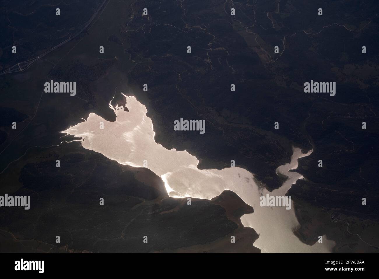 Aerial view of a reservoir in southern Spain Stock Photo