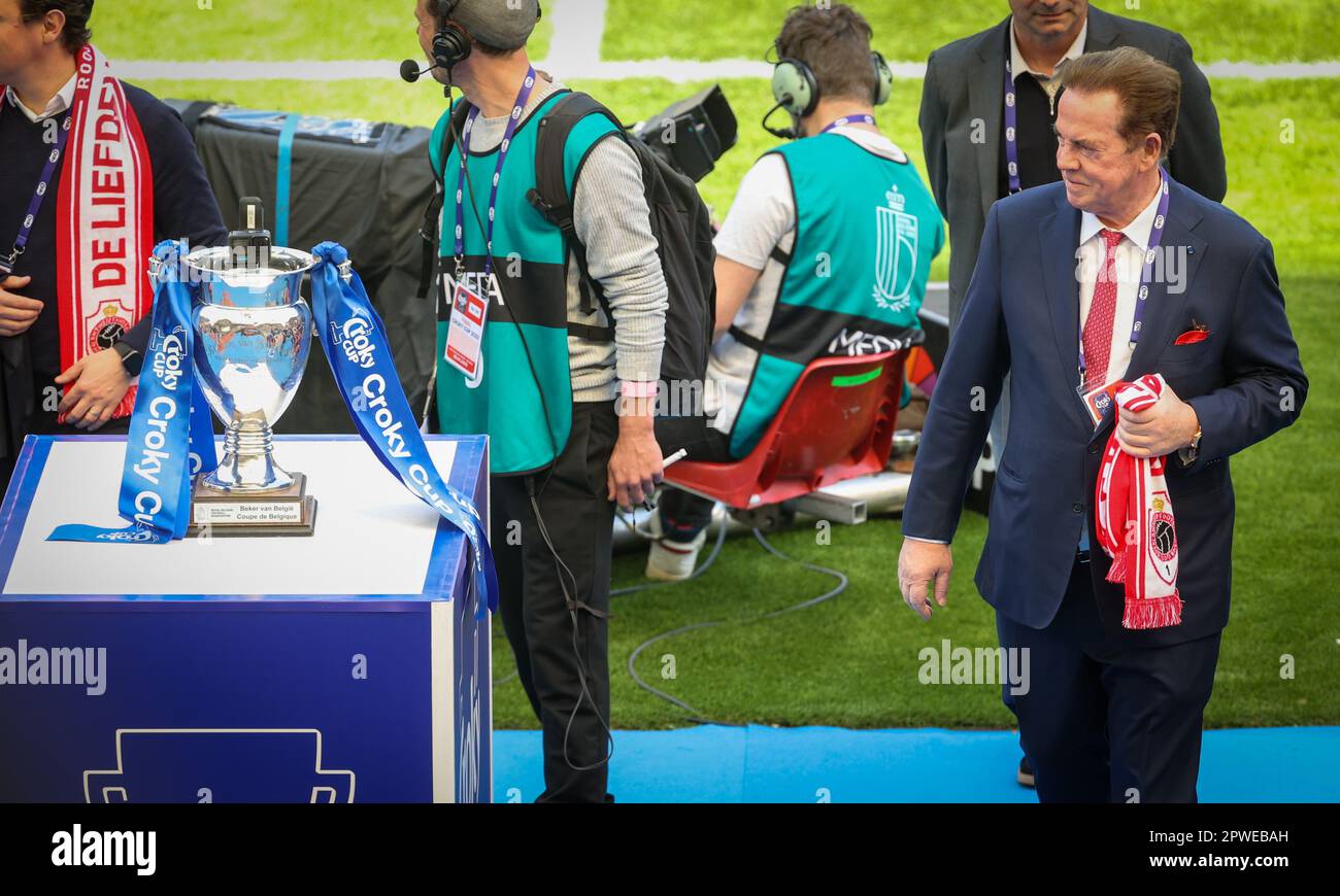 Brussels, Belgium. 30th Apr, 2023. Ghelamco CEO Paul Gheysens pictured before the Belgian Cup final (Croky Cup) match between Belgian first league soccer teams KV Mechelen and RAFC Antwerp, Sunday 30 April 2023 at the King Baudouin stadium in Brussels. BELGA PHOTO VIRGINIE LEFOUR Credit: Belga News Agency/Alamy Live News Stock Photo