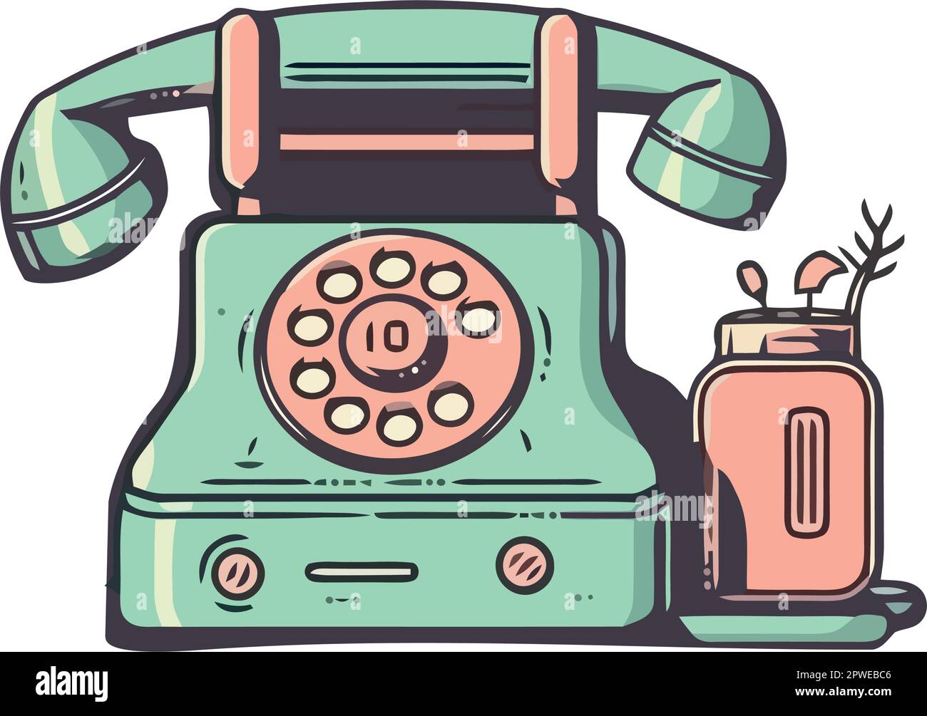 Old fashioned rotary phone connects nostalgia and communication Stock