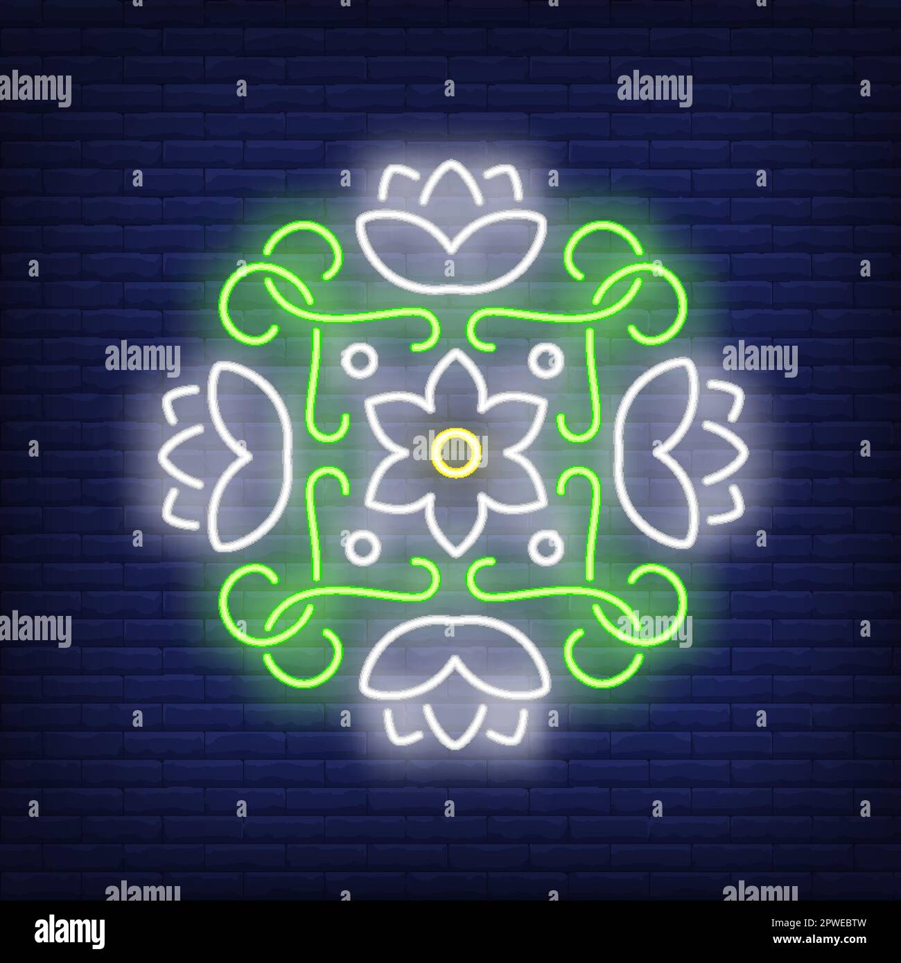 Round Floral Mandala Neon Sign Stock Vector Image And Art Alamy 