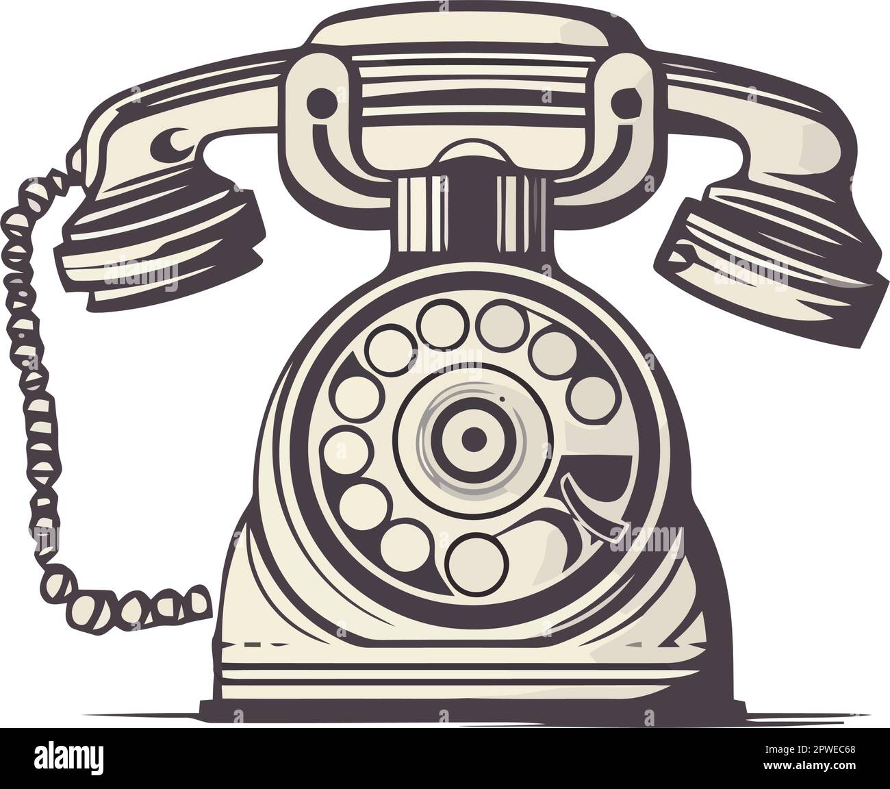 Antique rotary phone, symbol of old communication Stock Vector Image