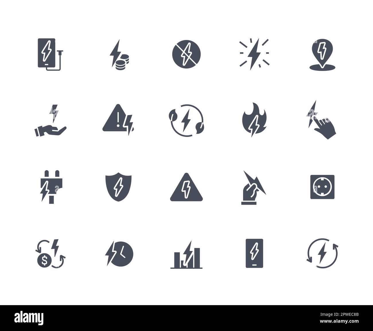 Energy related black icons set Stock Vector