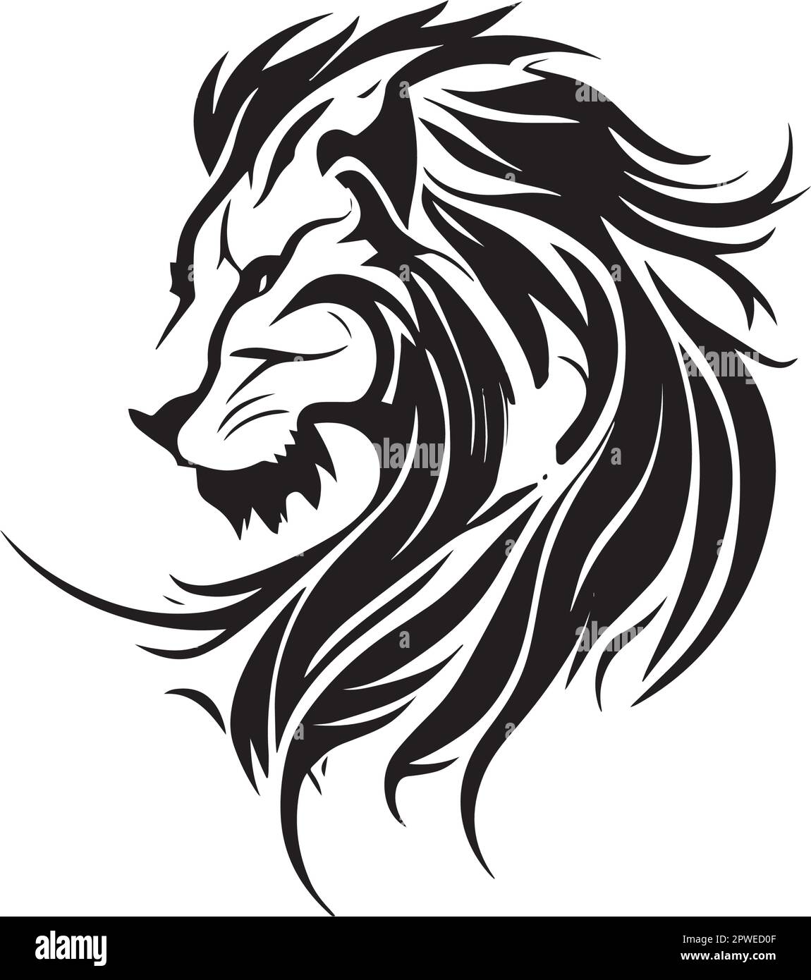 Stylish black lion logo on a white background - Vector illustration ...