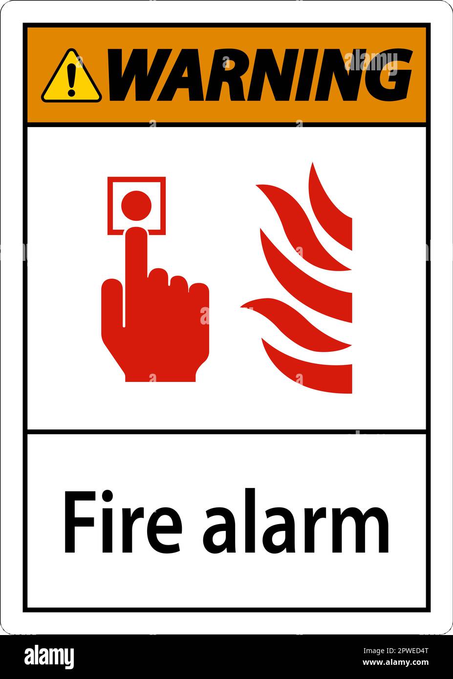 Warning Fire Alarm Sign On White Background Stock Vector Image & Art
