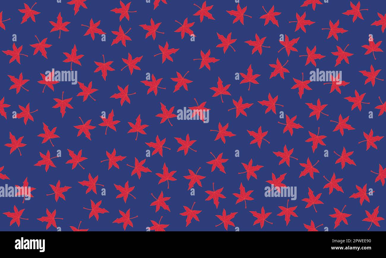Vector background of four-way continuous seamless maple leaf pattern Stock Vector