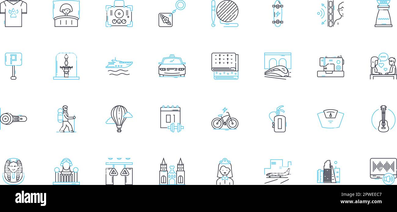 Power Hours linear icons set. Energy, Productivity, Motivation, Focus