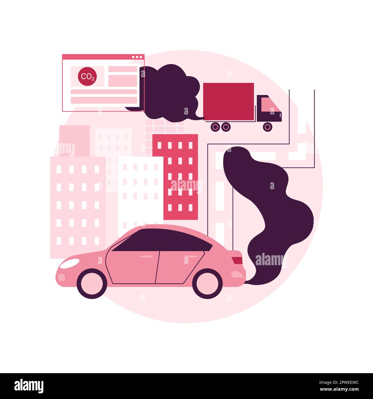 Motor vehicle pollution abstract concept vector illustration. Pollution