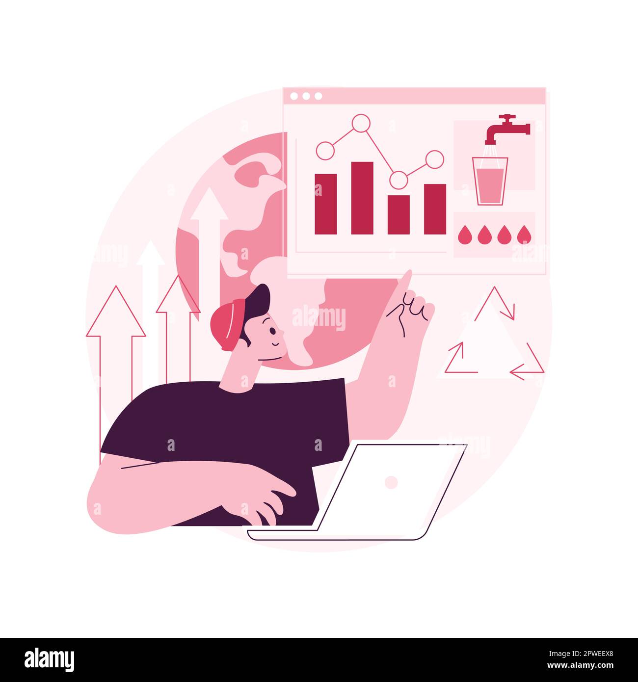 Water consumption abstract concept vector illustration. Water