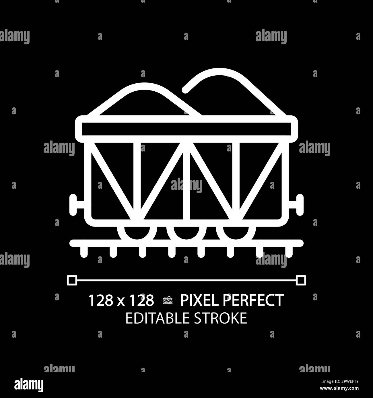 Open wagon pixel perfect white linear icon for dark theme Stock Vector ...