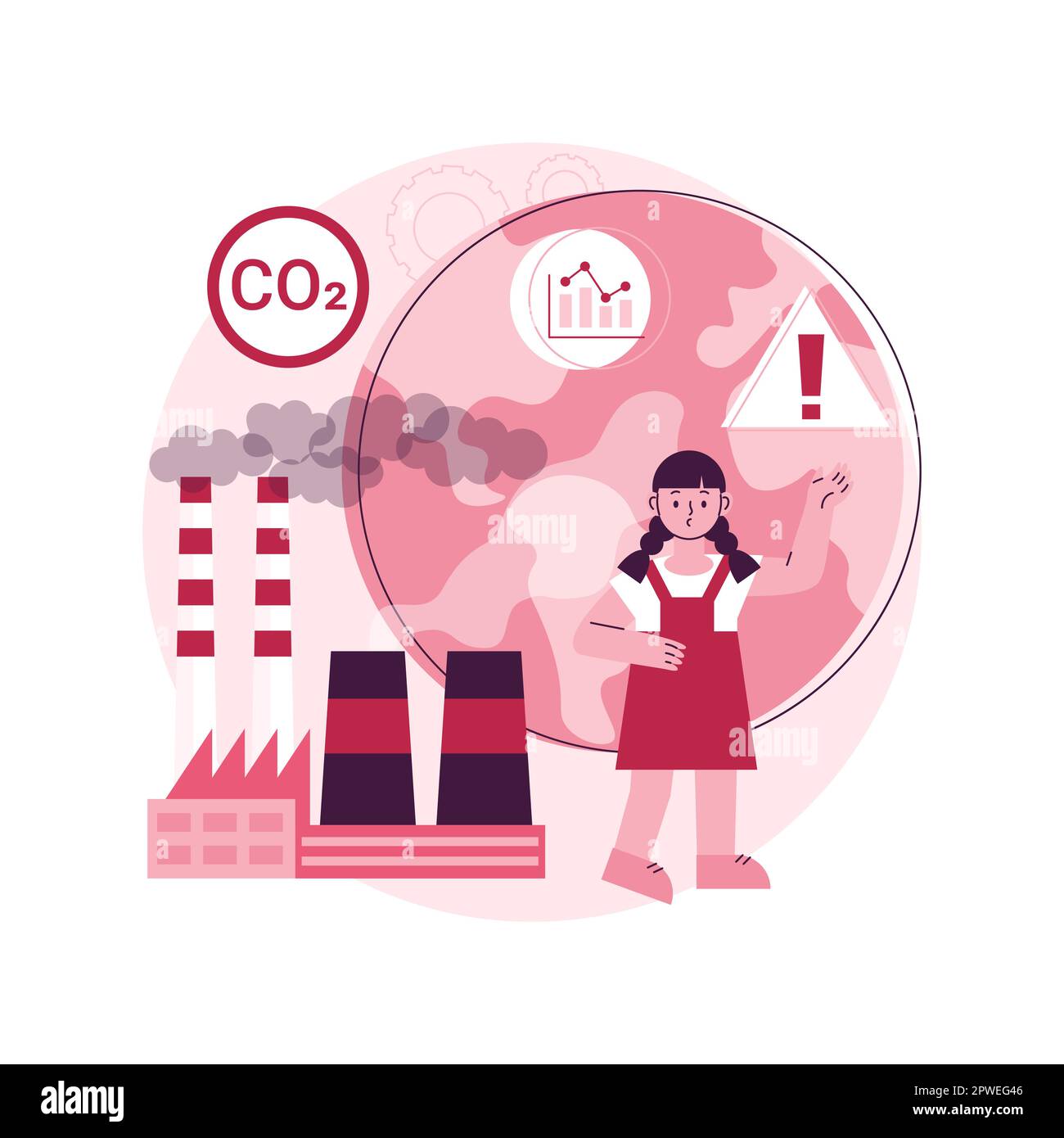 Global CO2 emissions abstract concept vector illustration. Global