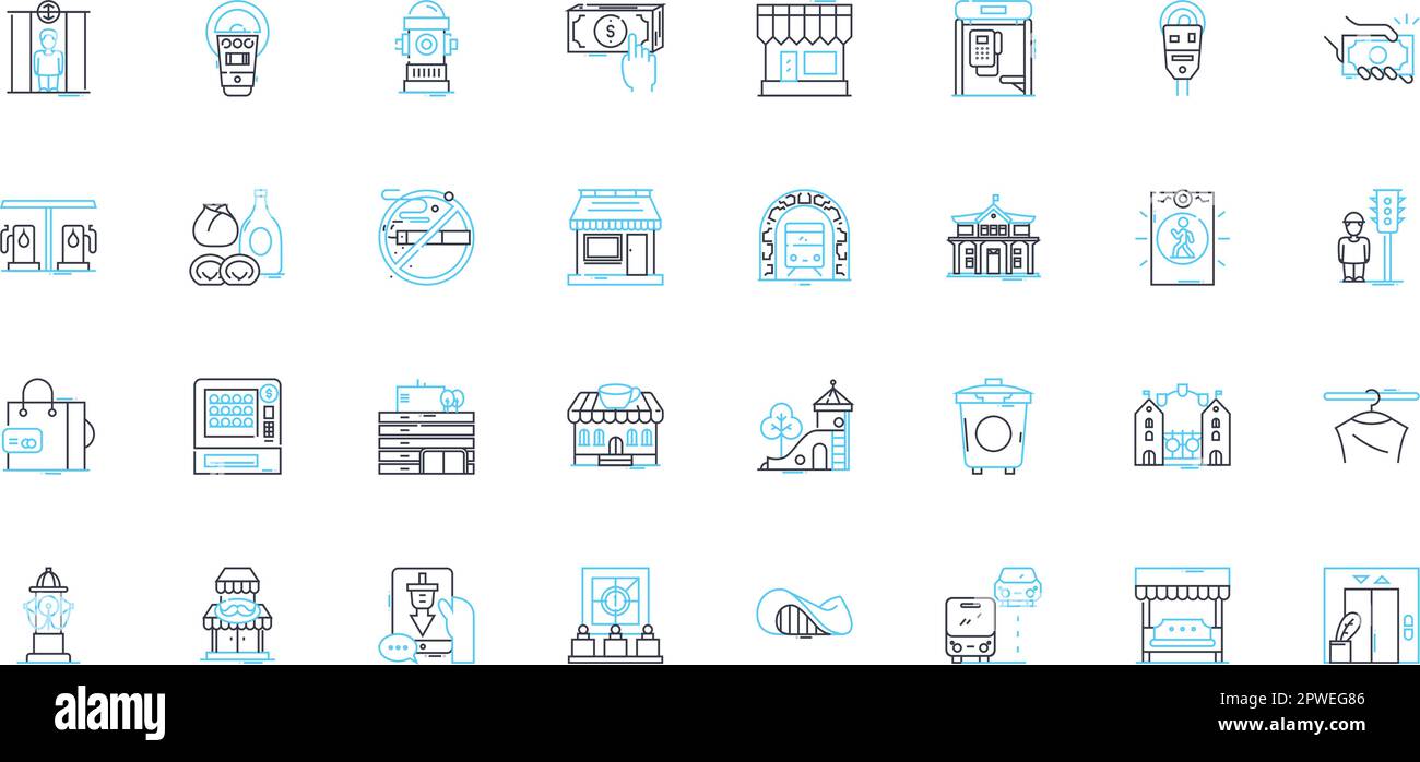 Intelligent cities linear icons set. Innovation, Connectivity ...