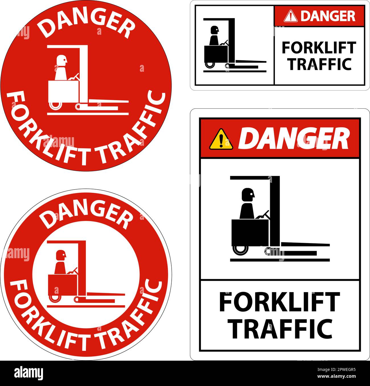 Danger Forklift traffic Floor Sign On White Background Stock Vector ...