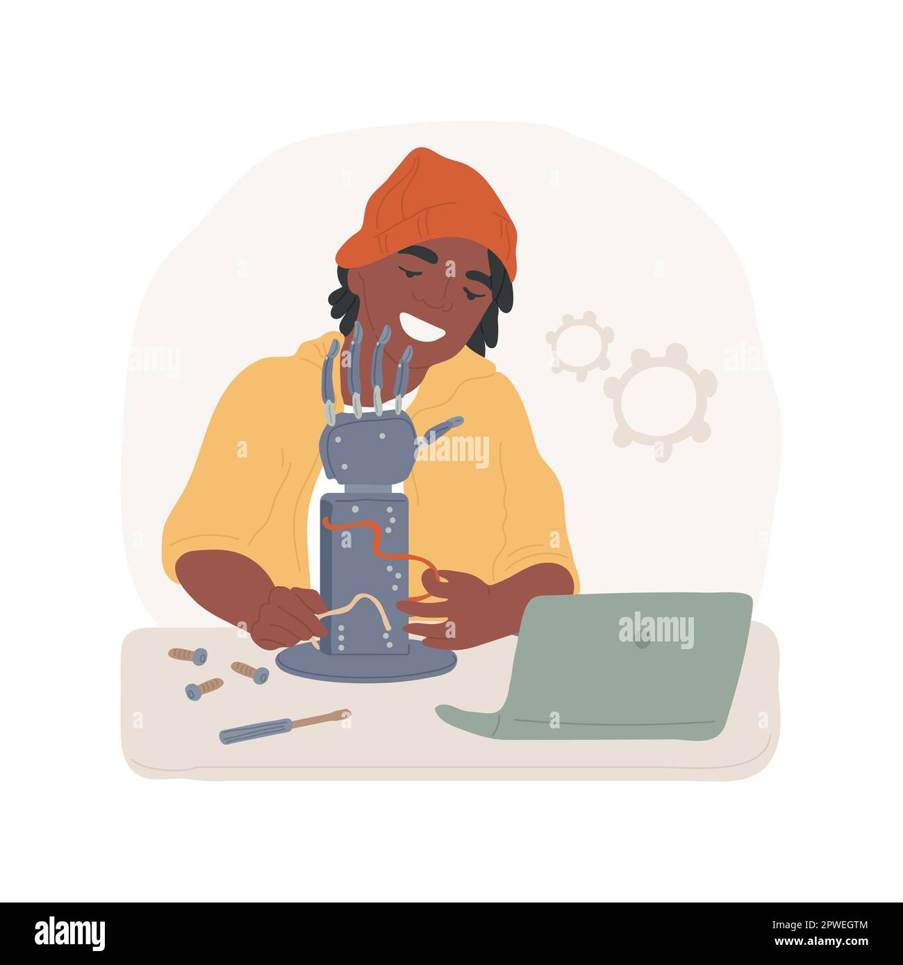 Robotics isolated cartoon vector illustration. Joyful teenage boy ...