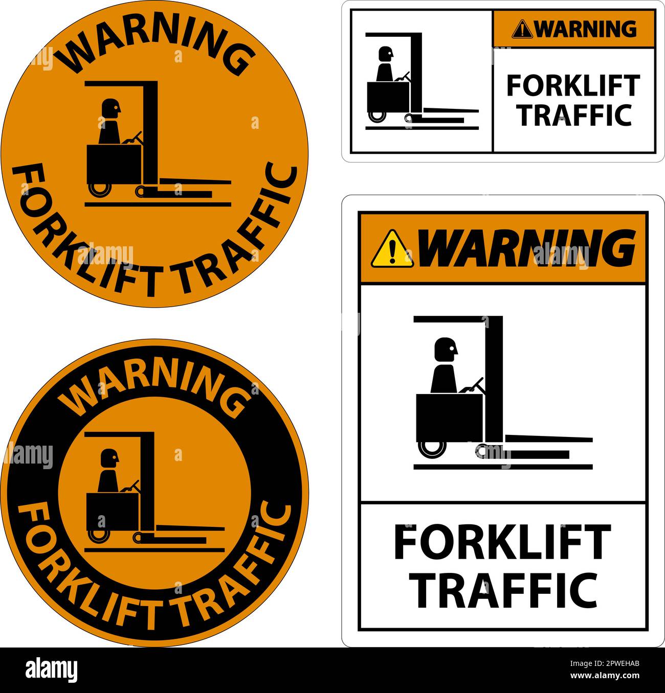 Warning Forklift traffic Floor Sign On White Background Stock Vector ...
