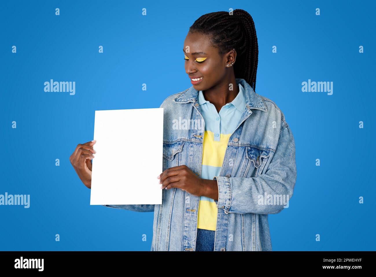 Cheerful black lady blank hi-res stock photography and images - Alamy