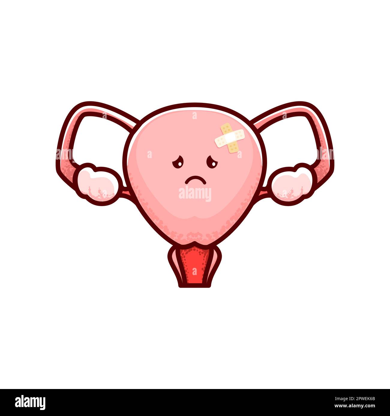 Uterus sick organ, cartoon character for woman health and anatomy